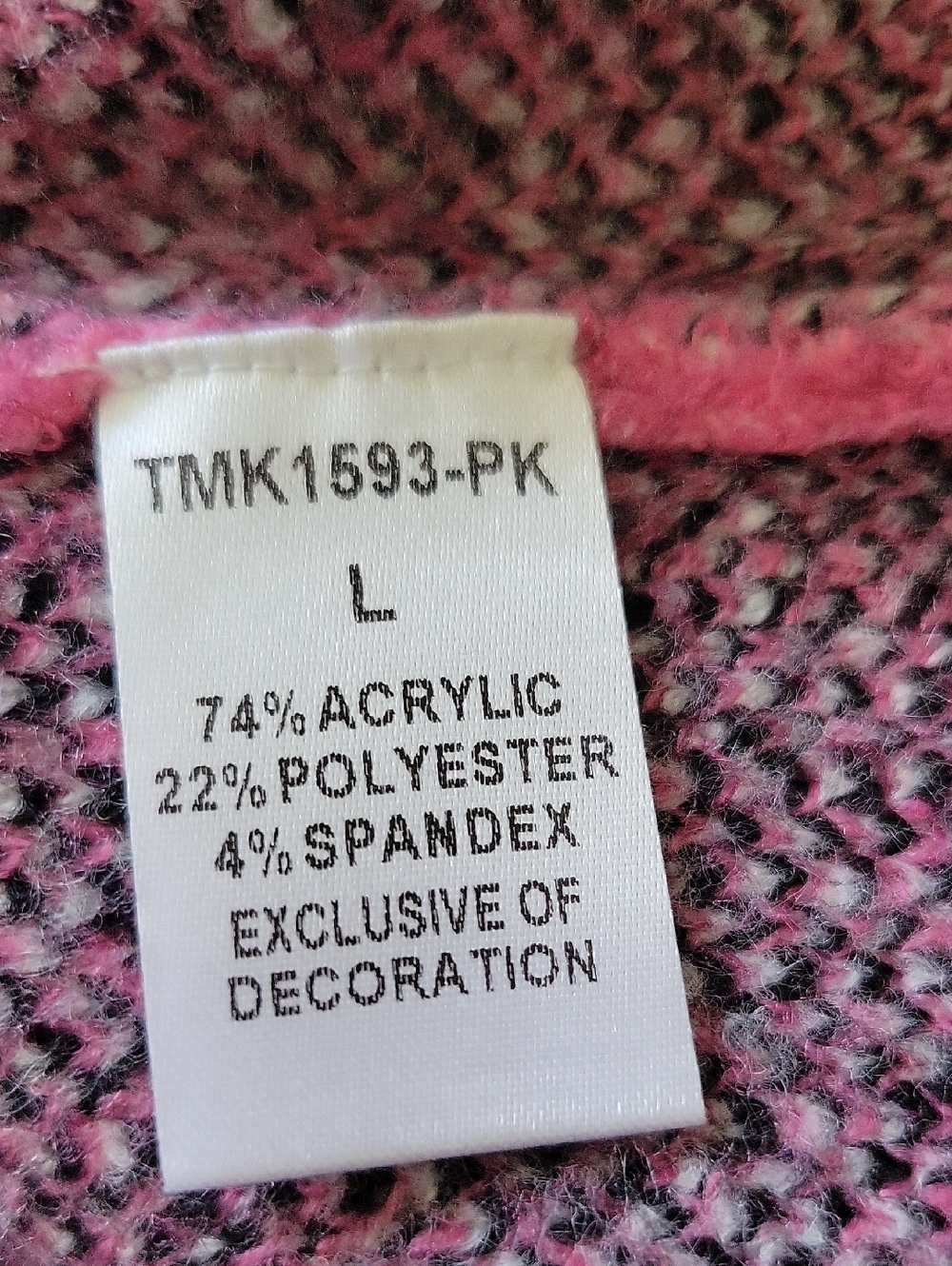 THML Pink Snow Leopard Pullover Sweater Animal Print Eclectic Arty Kitsch LG - Picture 8 of 9